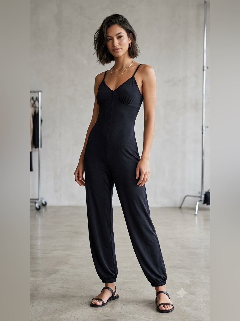 Sz M Brit & Bri Black Spaghetti Strap Jumpsuit